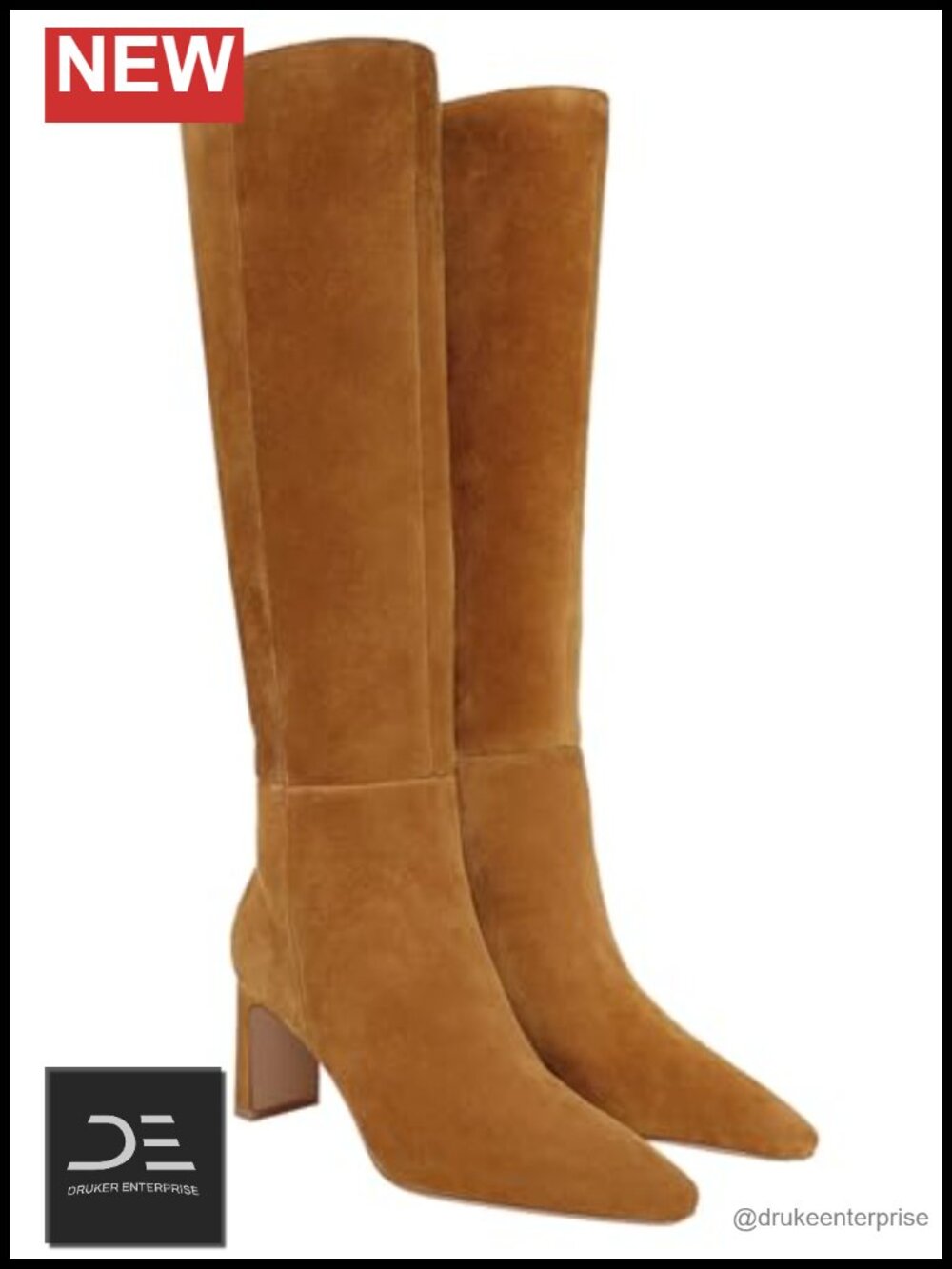 Womens Knee High Boots Chunky Heel Faux Suede Side Zip Fall Dress Shoes